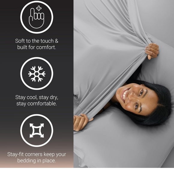 SHEEX - Active Comfort Cooling Sheets Set (Queen) Blue Sky - Moisture Wicking - Picture 9 of 9